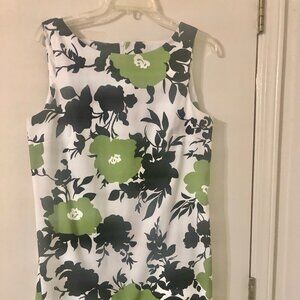 Alyx Floral Green, White, and Black Hem Sleeveless Dress